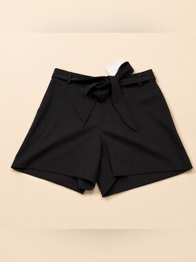 Tie-Waist Black Women’s Bermuda Shorts
